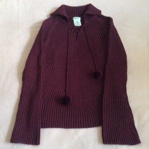 Roots Womens Ribbed Knit Sweater, Burgundy, Sz. M
